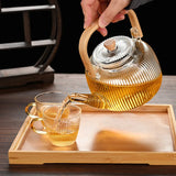 1000ML High Boron Silicon Glass Teapot with Built-in Filter – Flower Tea Set – Transparent Teawear with Bamboo Handle